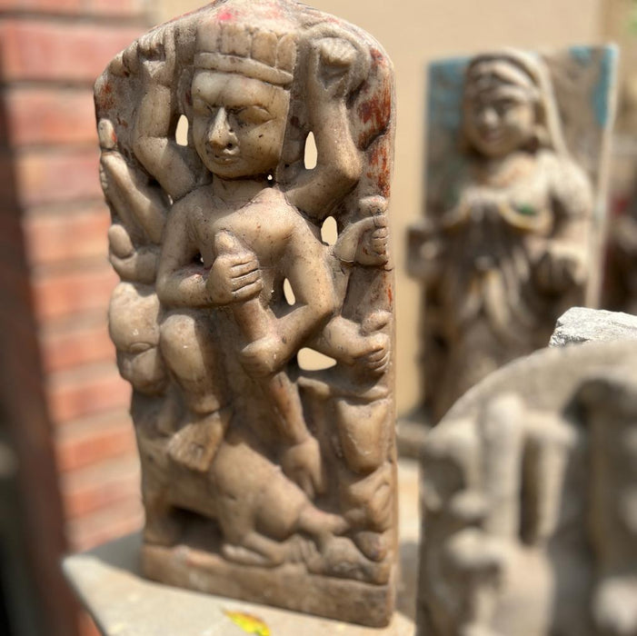 Durga   : Large Stone Sculpture with Durga as the Warrior (17 inches )