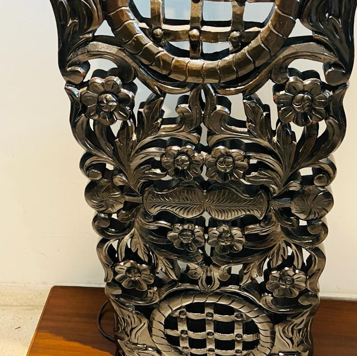 Wood Console with Intricate Panel Carving and  Top Lit Panel : Kavya 6