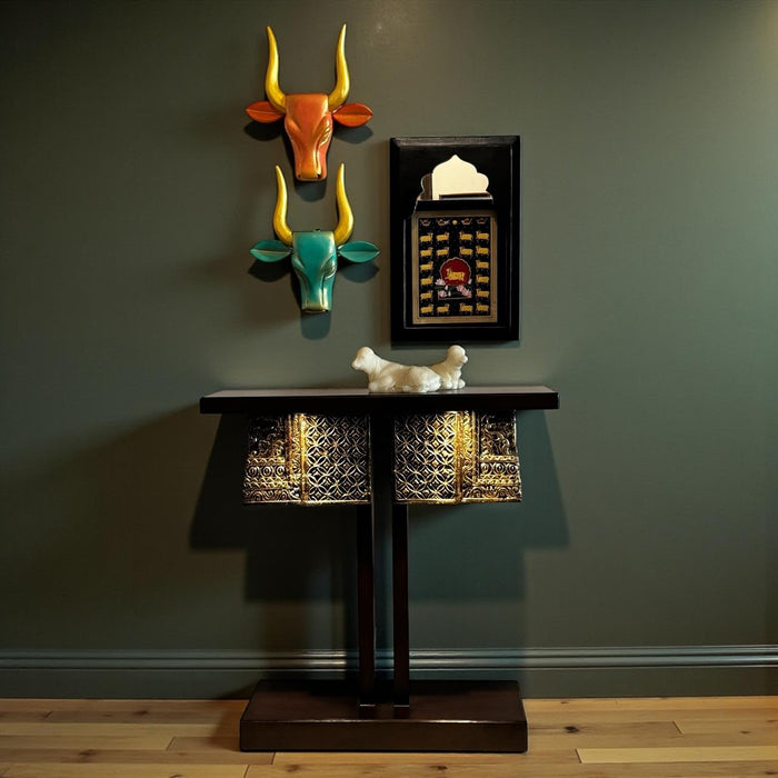 Carved Panel Console with Teak Brackets   : Kavya 4