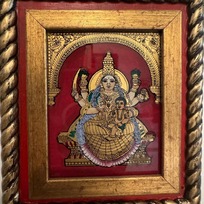 Wooden framed glass Tanjore : Lakshmi 2