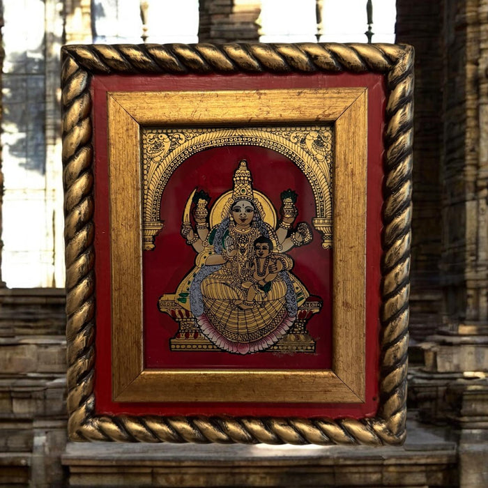 Wooden framed glass Tanjore : Lakshmi 4