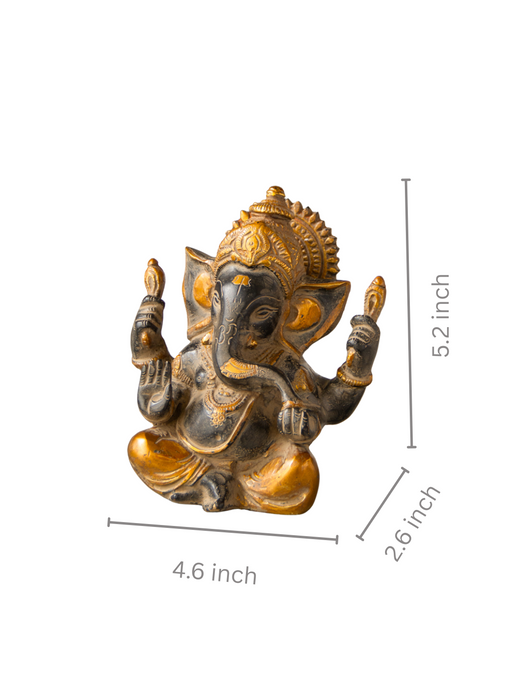 Ganesha in Ashirwad Mudra Brass Small Idol