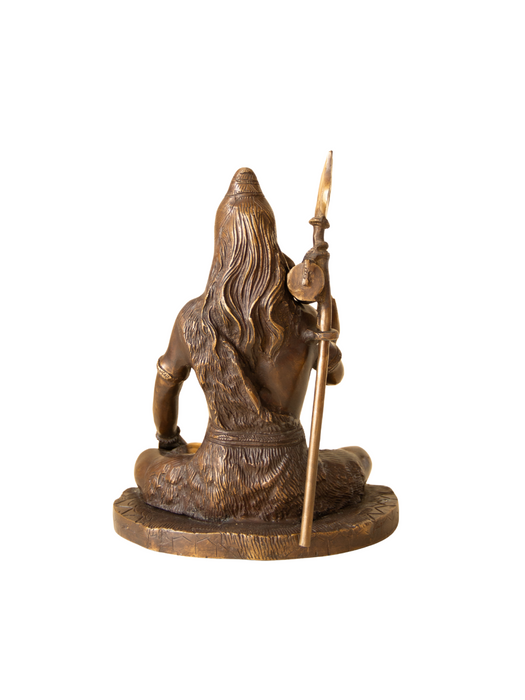 Blessing Shiva Seated on Tiger Skin Brass Idol