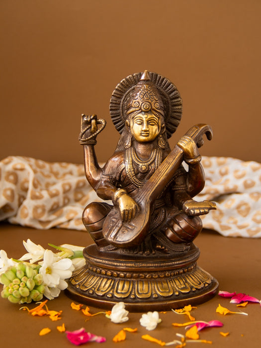 Goddess Maa Saraswati Brass Idol