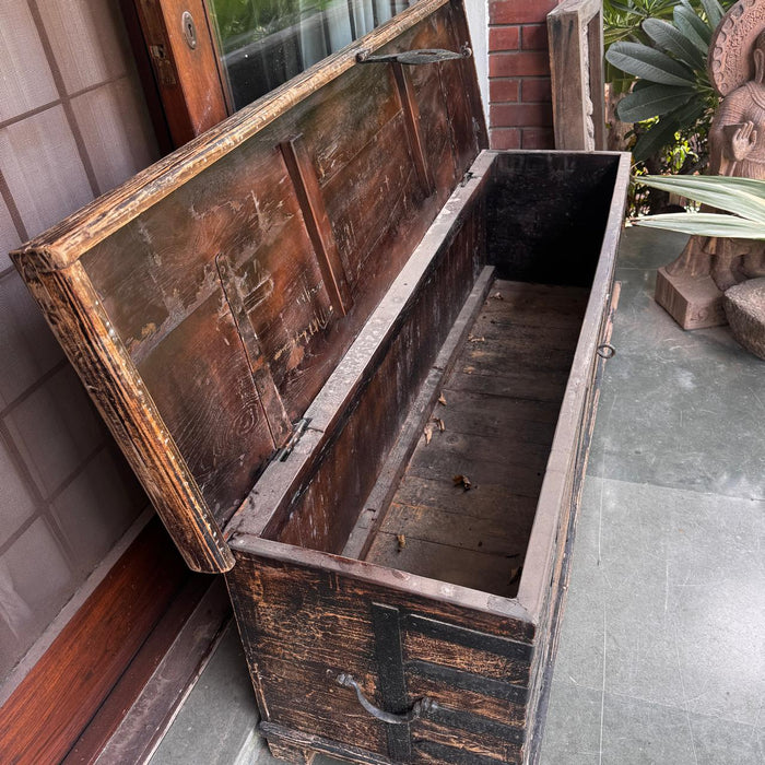 Long Wooden Chest with metal Work: Masooma 4
