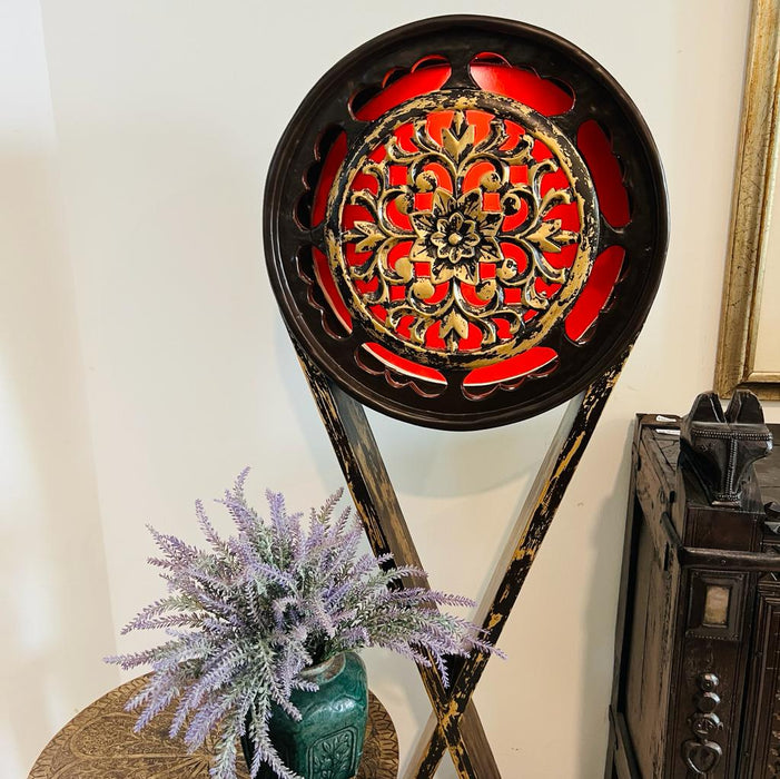 Noor 10 : Statement Wooden Lamp with Intricate Fret Work