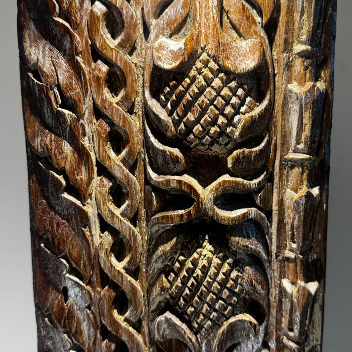 Carved Teak Wood Lamp : Noor 21  (Shade Included)