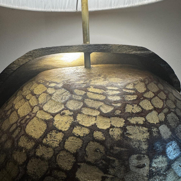 Wooden Half-Circle Lamp – Artful Design & Warm Glow : Noor 19  ( Shade Included )