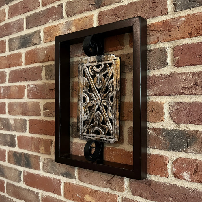 Framed Wooden Carving on Teak Wood Panel- Naksh 4