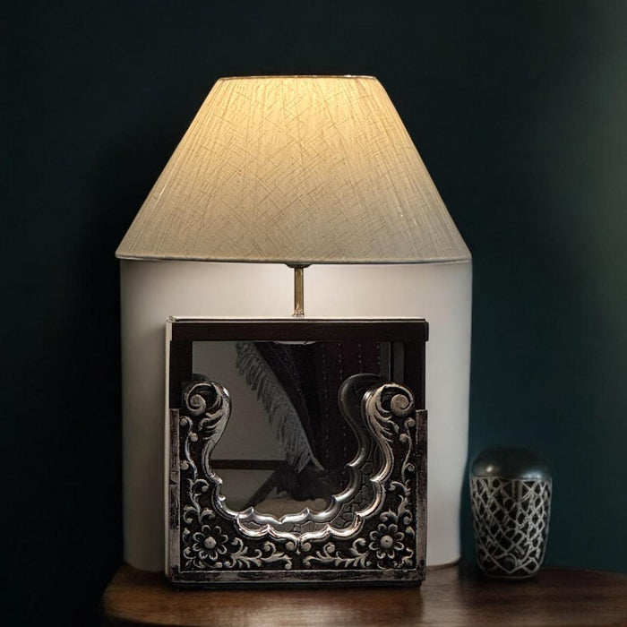 Carved wooden lamp  : Noor 12 ( Shade Included)