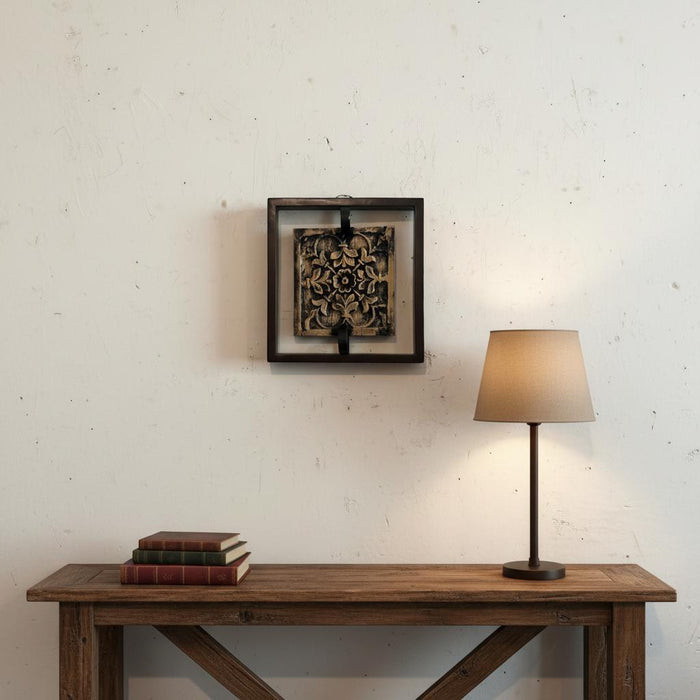 Framed Wooden Carving on Teak Wood Panel- Naksh 6
