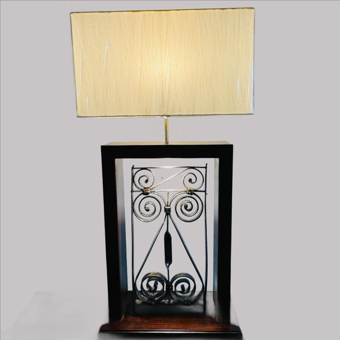 Wood and metal lamp : Noor 7 ( Shade Included)