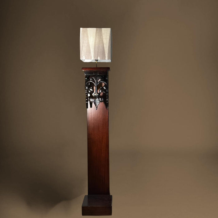 Vintage Carved Wooden Panel Lamp : Noor 27 ( Shade included)