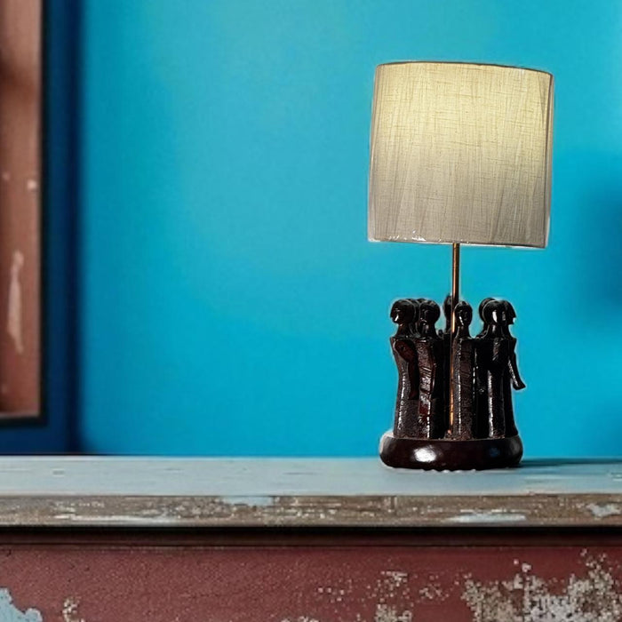 Naga Figures Lamp – Tribal Art in Light : Noor 35 (Shade Included )