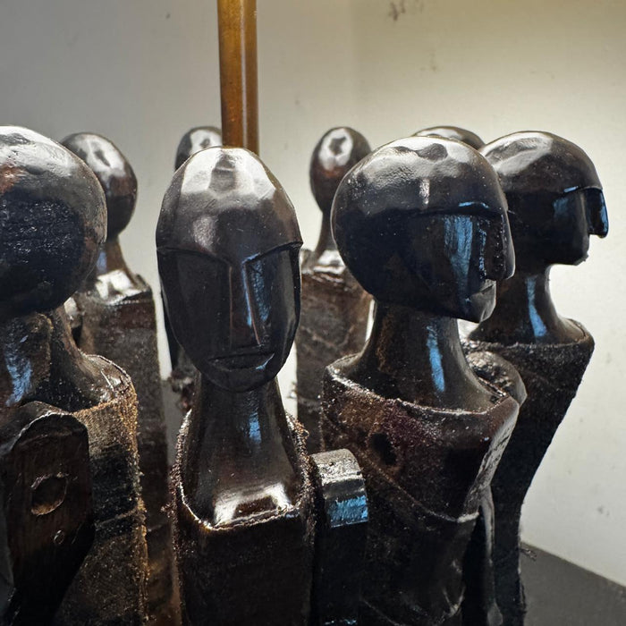 Naga Figures Lamp – Tribal Art in Light : Noor 35 (Shade Included )