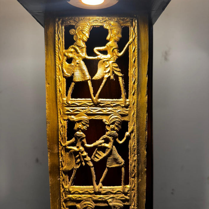 Dhokra Craft Brass Jali Lamp – Folk Art in Light : Noor 28 ( Shade Included)