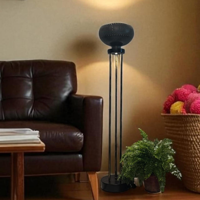 Tall Metal Lamp – Elegant Brass Distress Finish  : Noor 12