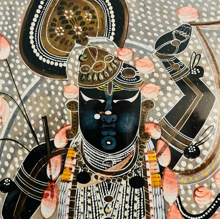 Srintathji 13 : Elegant  Traditional Pichwai painting with detail ( Framed)