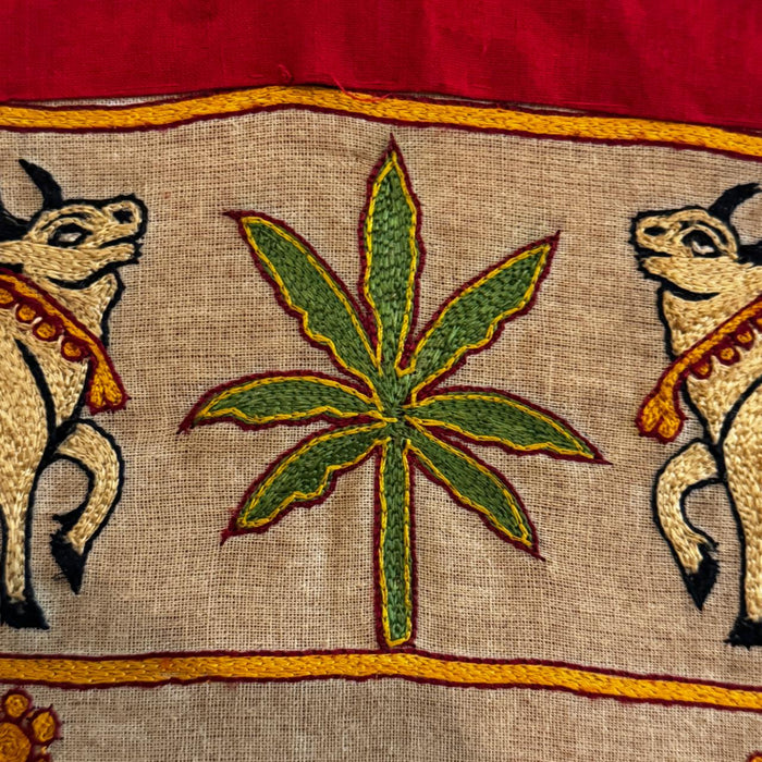 Large Embroidered Pichwai – Govinda with Floral & Cow Motifs