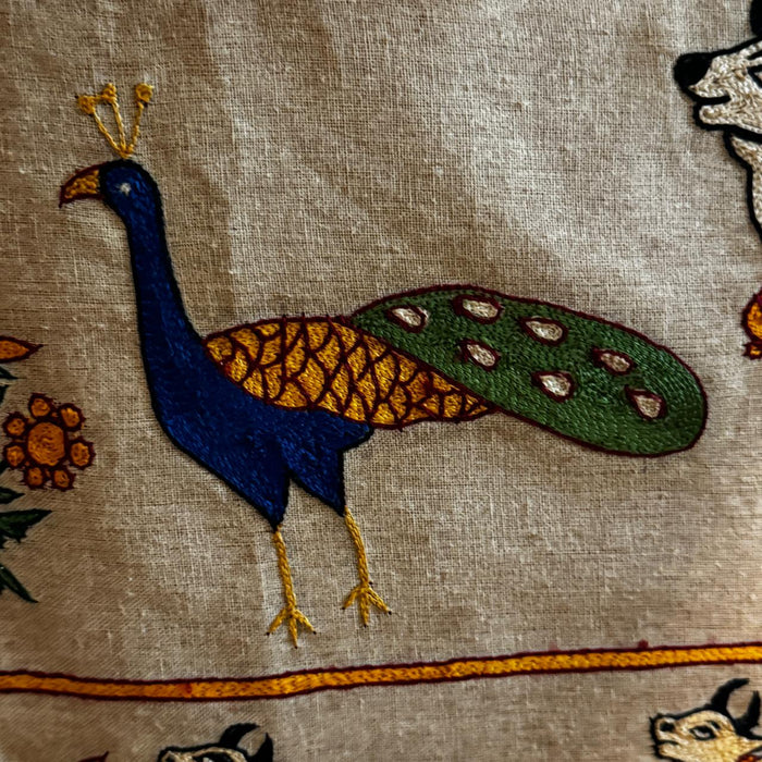 Large Embroidered Pichwai – Govinda with Floral & Cow Motifs