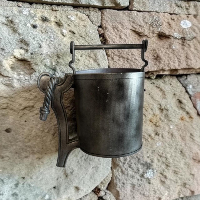 Metal Wall Planter with Teak Wood Accents- 2