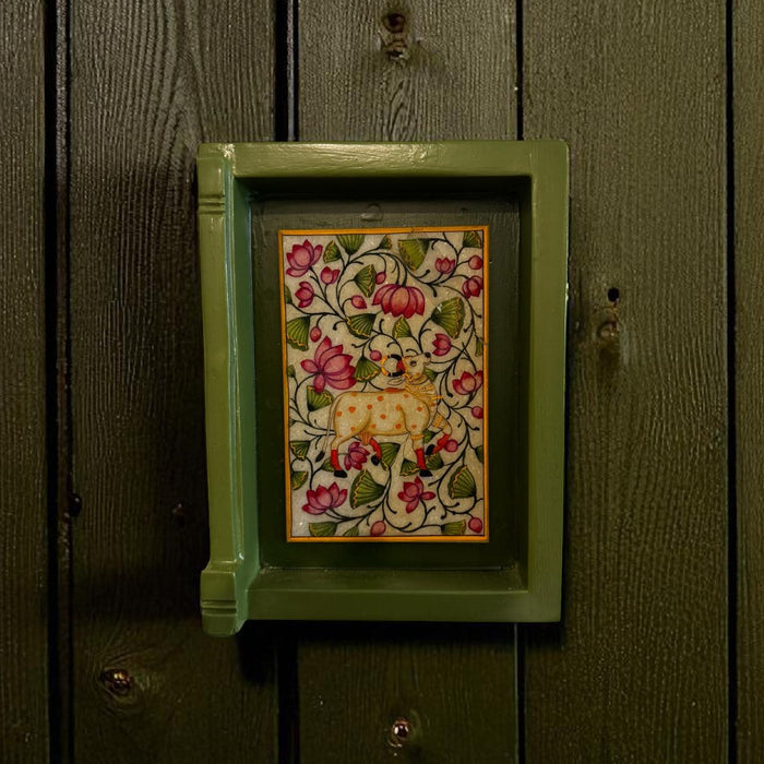 Sacred Cow on Marble – Hand-Painted Artwork