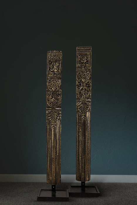 Carved  Vintage Pillar  on a Stand : Stambh 1 (  Sold individually)