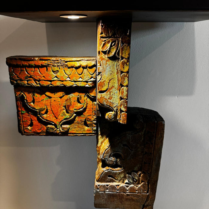 Assorted Teak Wood Carved Panels Pedestal – Artistic & Striking: Ruhana 1