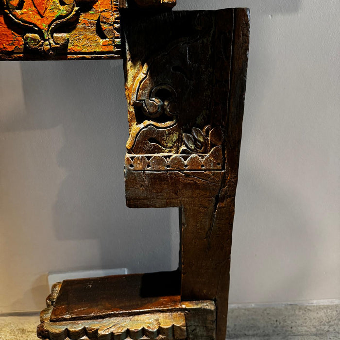 Assorted Teak Wood Carved Panels Pedestal – Artistic & Striking: Ruhana 1