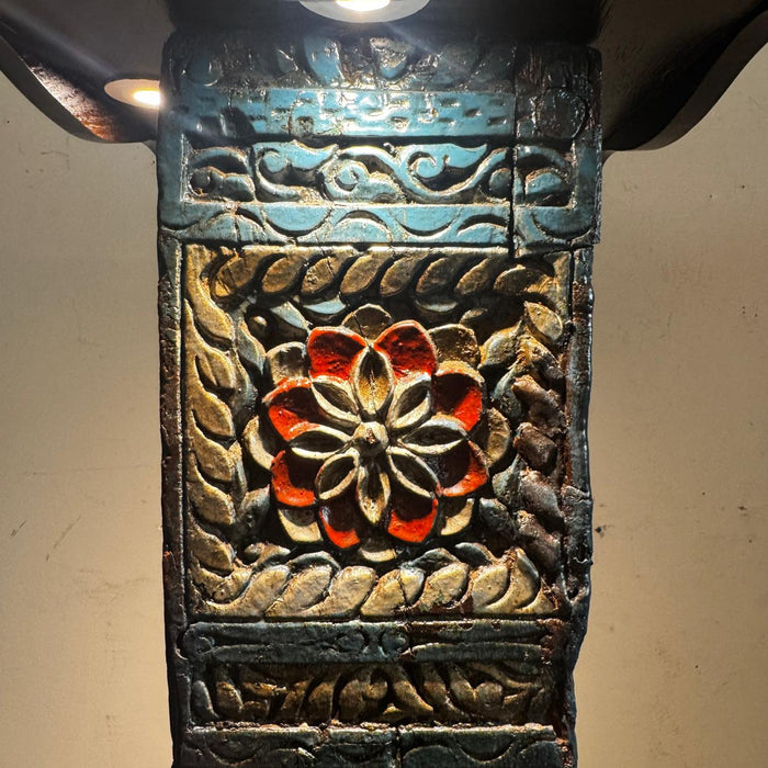 Vintage Carved Pillar in Solid Teak Wood : Stambh 4