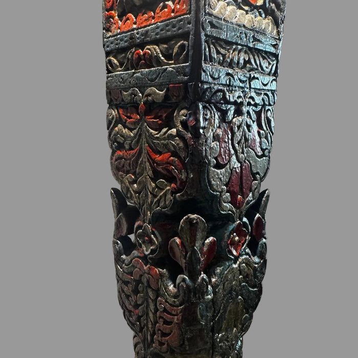Vintage Carved Pillar in Solid Teak Wood : Stambh 4