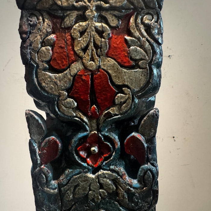 Vintage Carved Pillar in Solid Teak Wood : Stambh 4