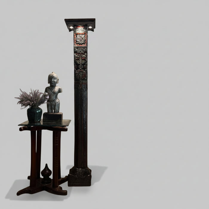 Vintage Carved Pillar in Solid Teak Wood : Stambh 4
