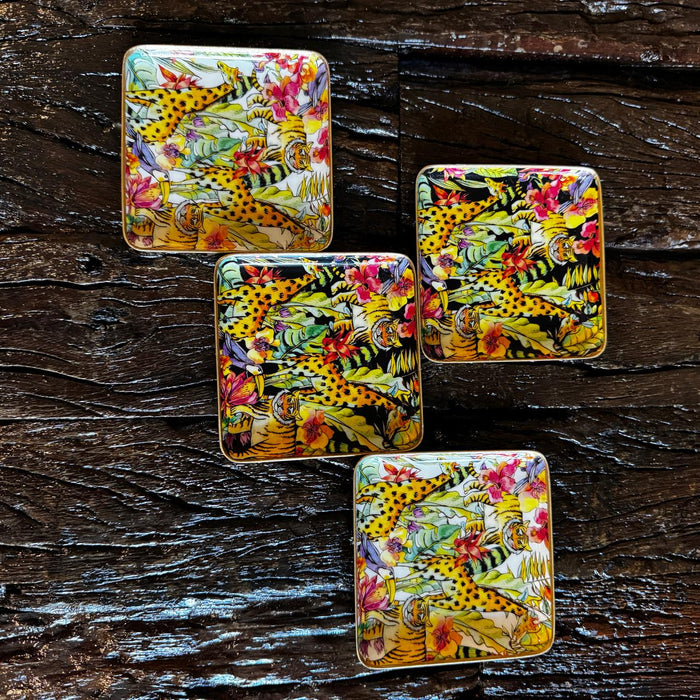 Set of 4 Metal Snack Plates- 1