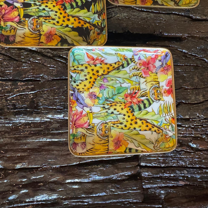 Set of 4 Metal Snack Plates- 1