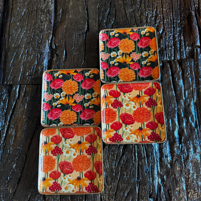 Set of 4 Metal Snack Plates- 2
