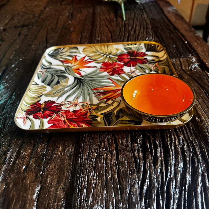 Square platter with dip bowl: 1