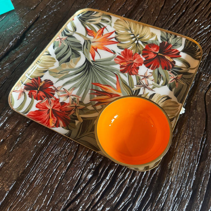 Square platter with dip bowl: 1