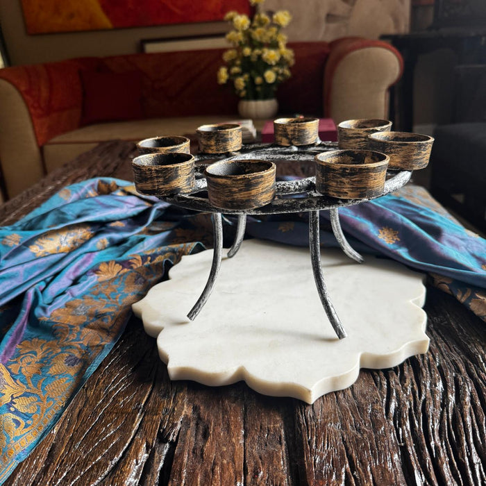 Wrought Iron Stand with Lights – Silver & Gold Elegance