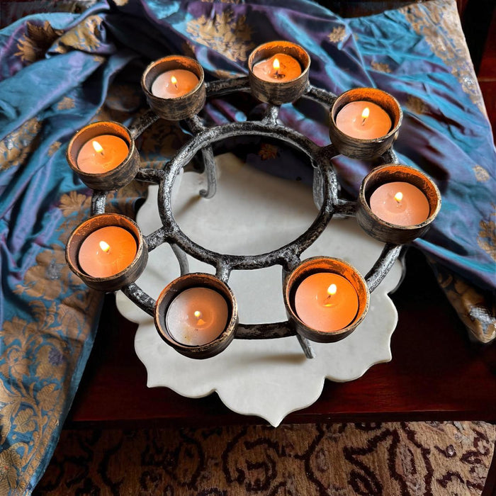 Wrought Iron Stand with Lights – Silver & Gold Elegance