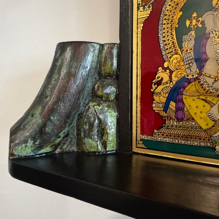 Large Tanjore Ganesh with Vintage Carved Panels