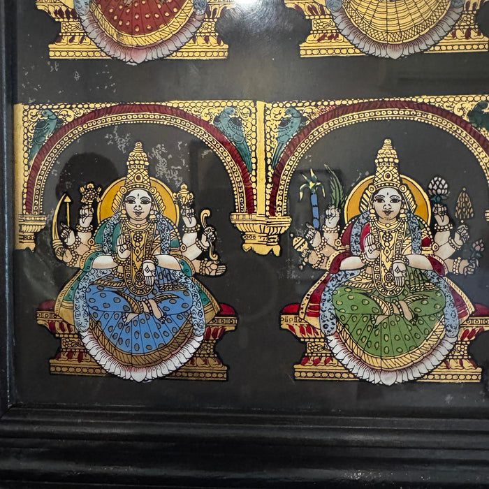 Four Lakshmi Swaroops in Teak Wood Frame