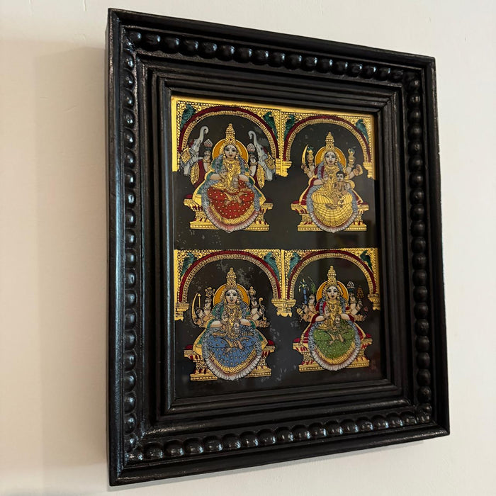 Four Lakshmi Swaroops in Teak Wood Frame