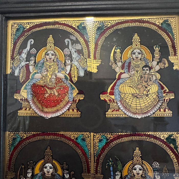 Four Lakshmi Swaroops in Teak Wood Frame