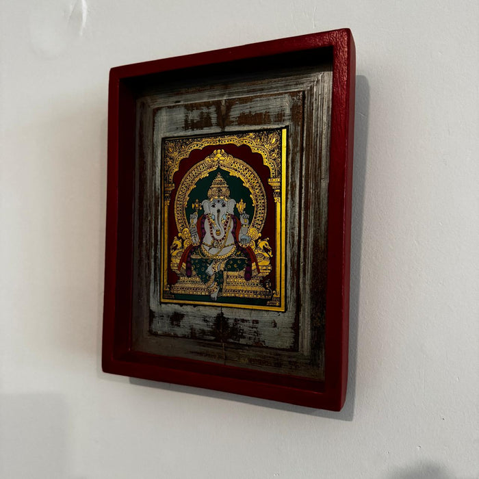 Ganesh Tanjore with Red Frame