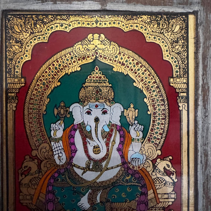 Ganesh Tanjore with Red Frame