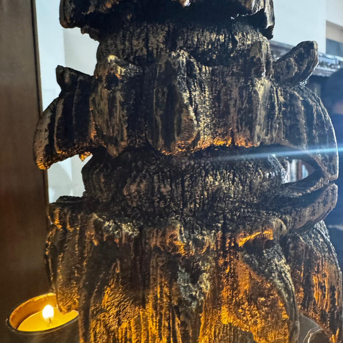 Antique Carved Wooden Pineapple – Gold Distress Finish