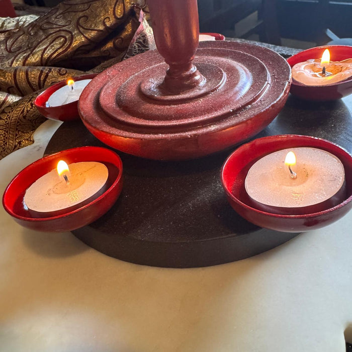 Circular Tea Light Holder – Vintage Collage Design