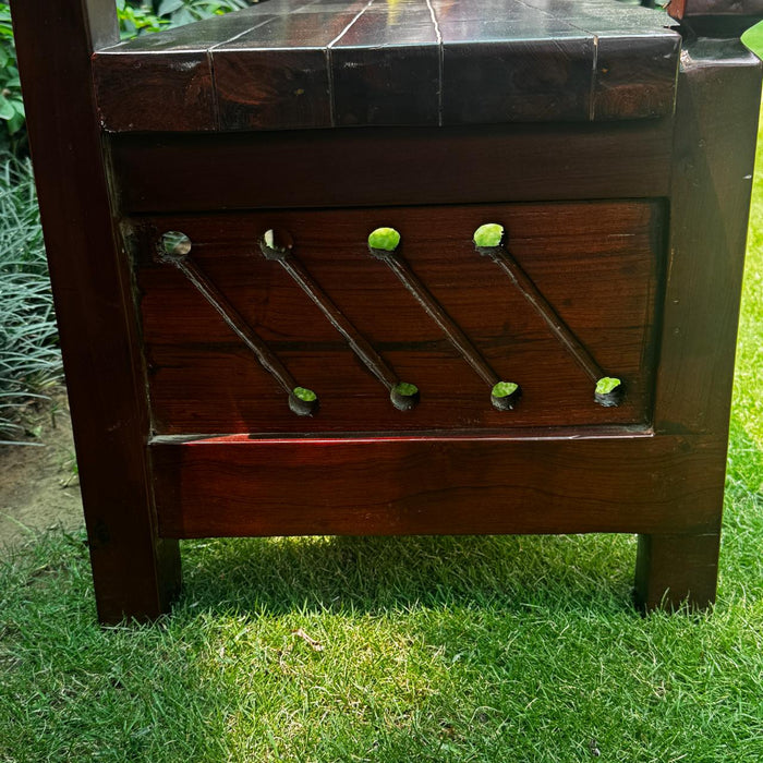 Solid Teak Wood Bench with Rosewood Inlay : Takht 3