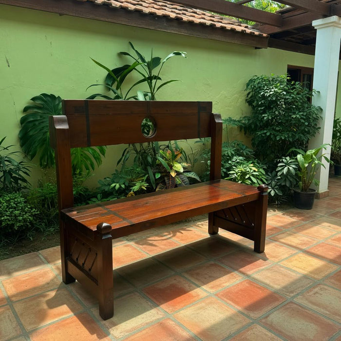 Solid Teak Wood Bench with Rosewood Inlay : Takht 3